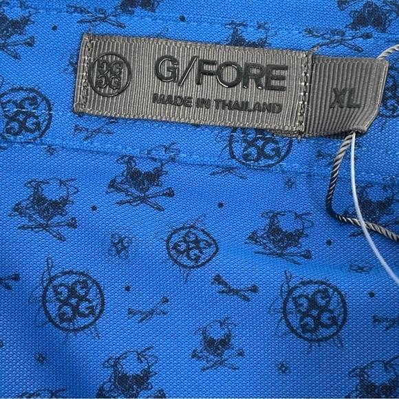 G/fore Men’s Size XL golf polo shirt all over skeleton print blue NWT - Picture 7 of 8